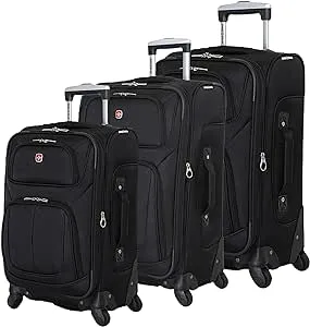 Swissgear Sion Softside Expandable Luggage, Black, 3-Piece Set (21/25/29)