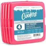 Slim Ice Packs 4-Pack - Quick Freeze, Space Saving, Reusable for Lunch Boxes