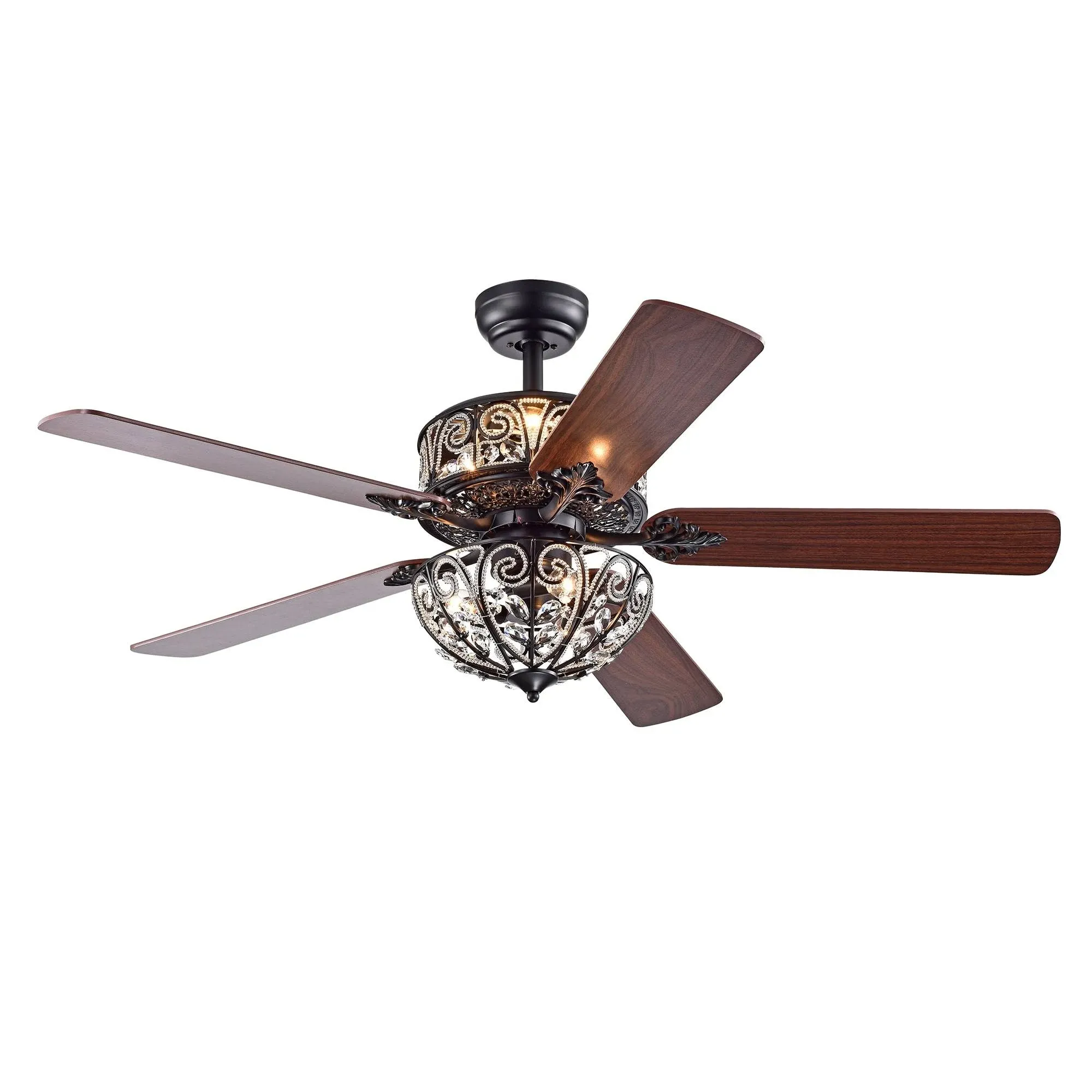 Warehouse of Tiffany CFL-8423REMO-MB 52 in. Tisaphon Indoor Remote Controlled Ceiling Fan with Light Kit; Chrome