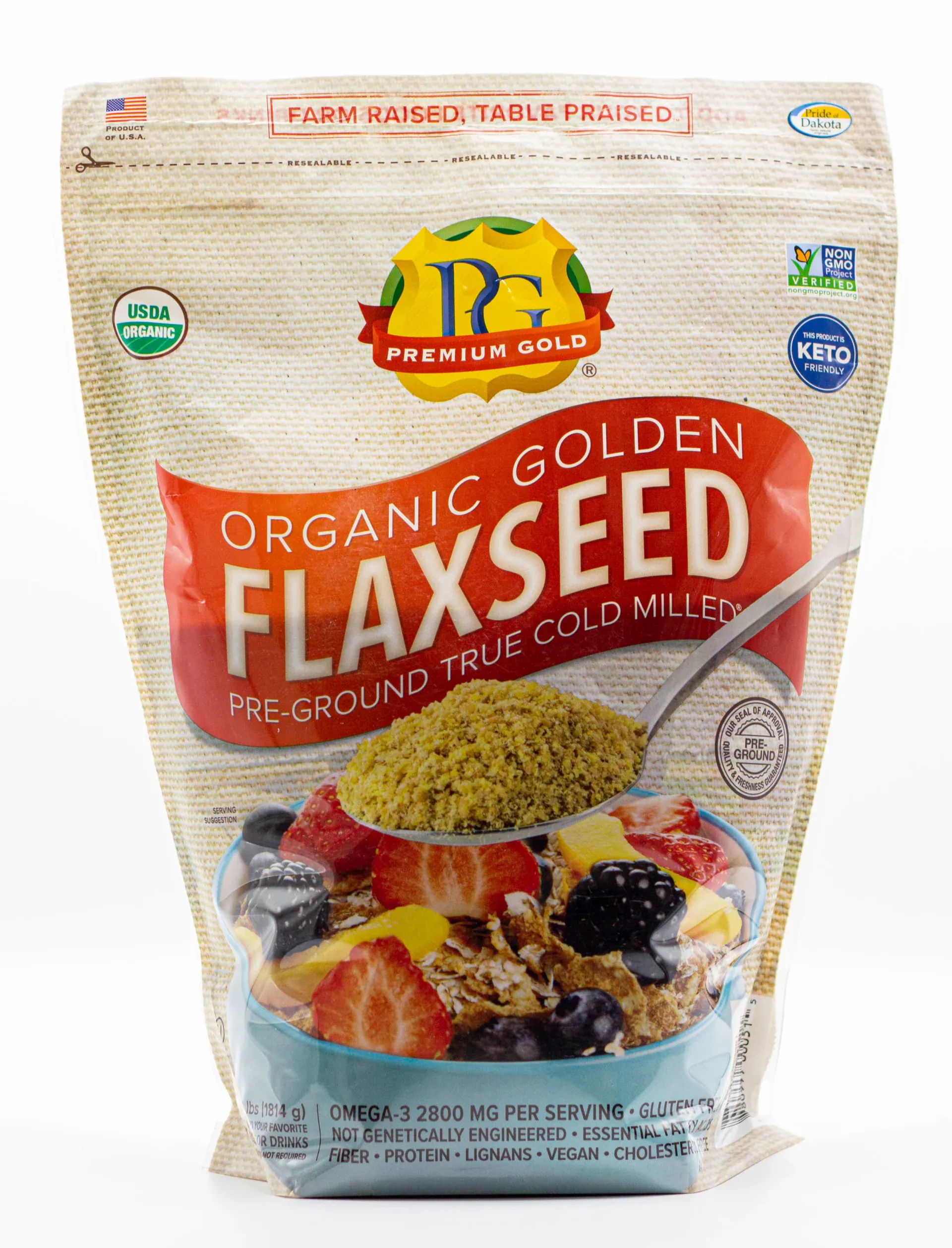 Organic Medium Ground Golden Flaxseed, 4 lbs