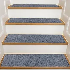 15pcs 8&#034;x30&#034; Non Slip Carpet Stair Treads w/ Reusable Adhesive Indoor-WoodenS<wbr/>tep