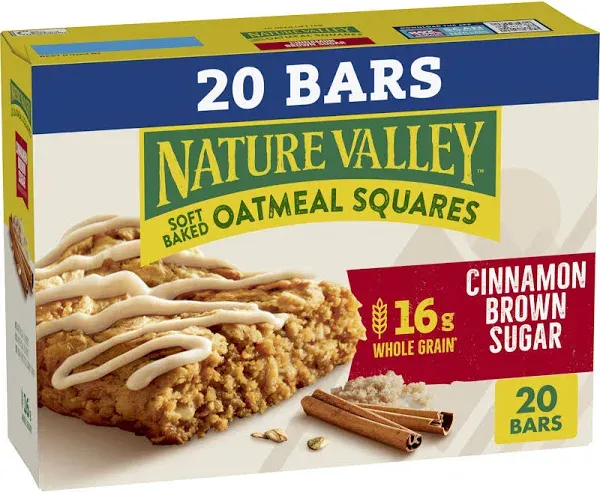 Nature Valley Soft Baked Oatmeal Squares Bars, Cinnamon Brown Sugar (1.24 oz, 6 ct)