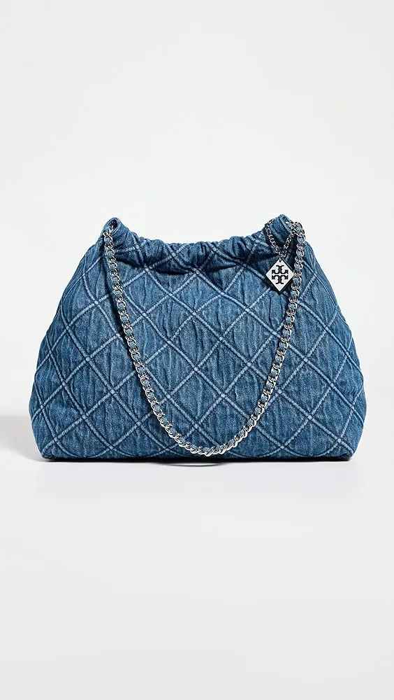 Tory Burch Fleming Soft Quilted Hobo Bag - Denim