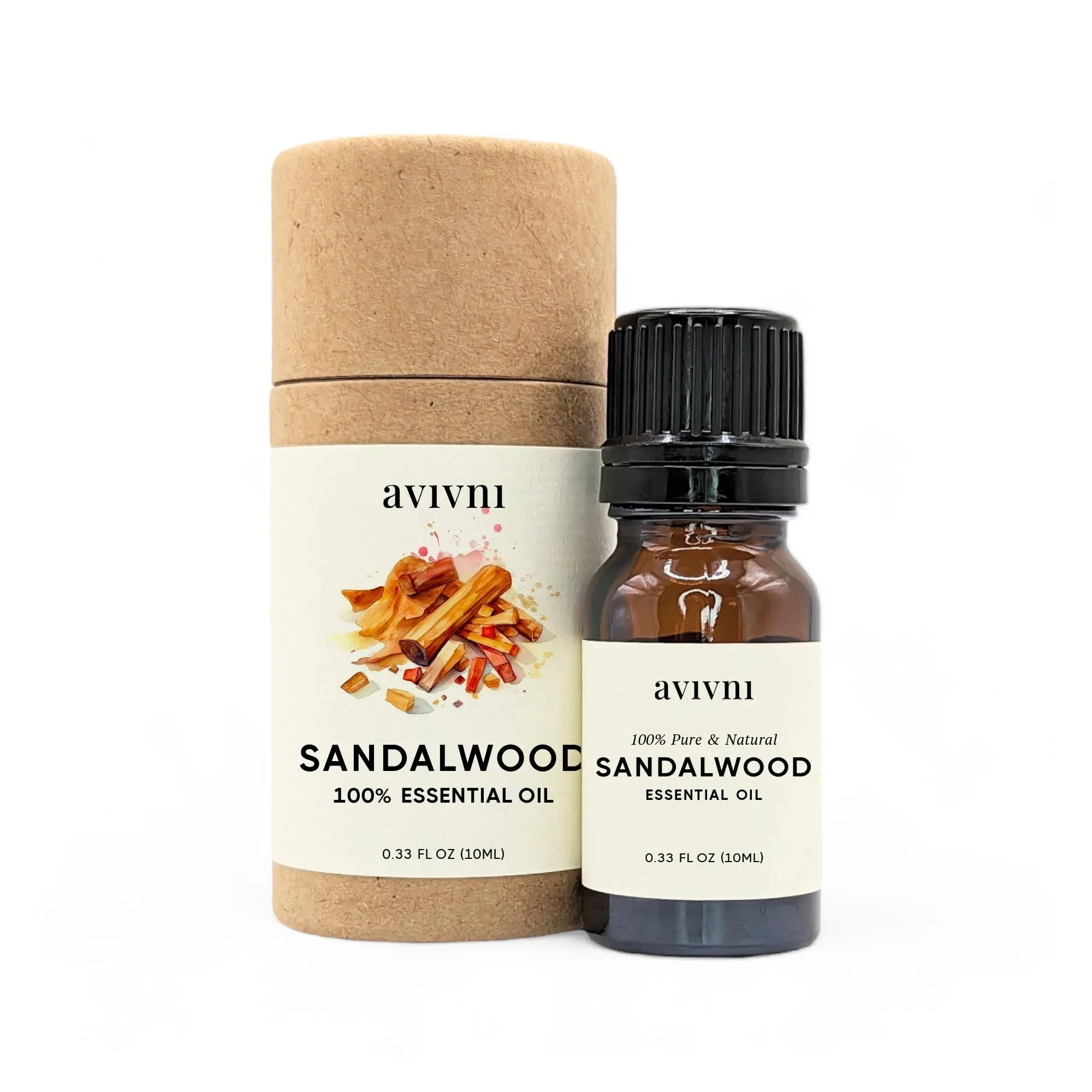 Australian Sandalwood Essential Oil - 100% Pure & Natural, Organic, Undiluted for Aromatherapy, Hair, Diffuser (0.33oz - 10ml)