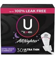 U by Kotex Balance Ultra Thin Overnight Pads with Wings, 38 Count (Packaging...