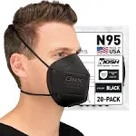 BNX N95 Black Respirator Face Mask, 20-Pack, Model H95b