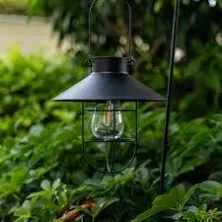 2Pack Solar Metal Hanging Lantern with Shepherd Hook Outdoor Led Garden Lights B