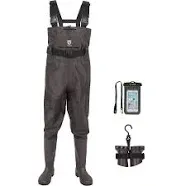 Tidewe Bootfoot Chest Wader, 2-Ply Nylon/PVC Waterproof Fishing & Hunting Waders with Boot Hanger for Men and Women