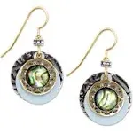 Silver Forest Genuine Abalone with Layered Disks Dangle Earrings