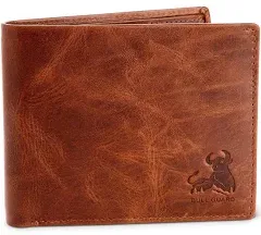 Mens RFID Blocking Bifold Wallet Soft Genuine Leather Brown Western | Secure ...