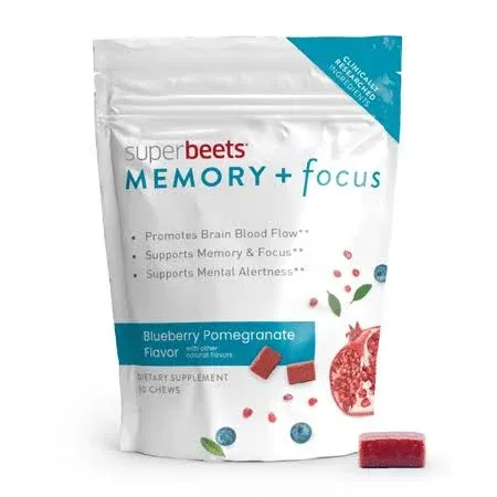 Human N Superbeets Memory & Focus Chews, Blueberry Pomegranate (30 ct)