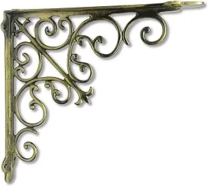 NACH Victorian Antique Black Shelf Brackets 14 inch, Decorative Shelf Brackets for Wood Shelves, Heavy Duty Shelf Brackets, Wall Shelf Brackets Heavy Duty, Floating Shelf Brackets, JS-90-063