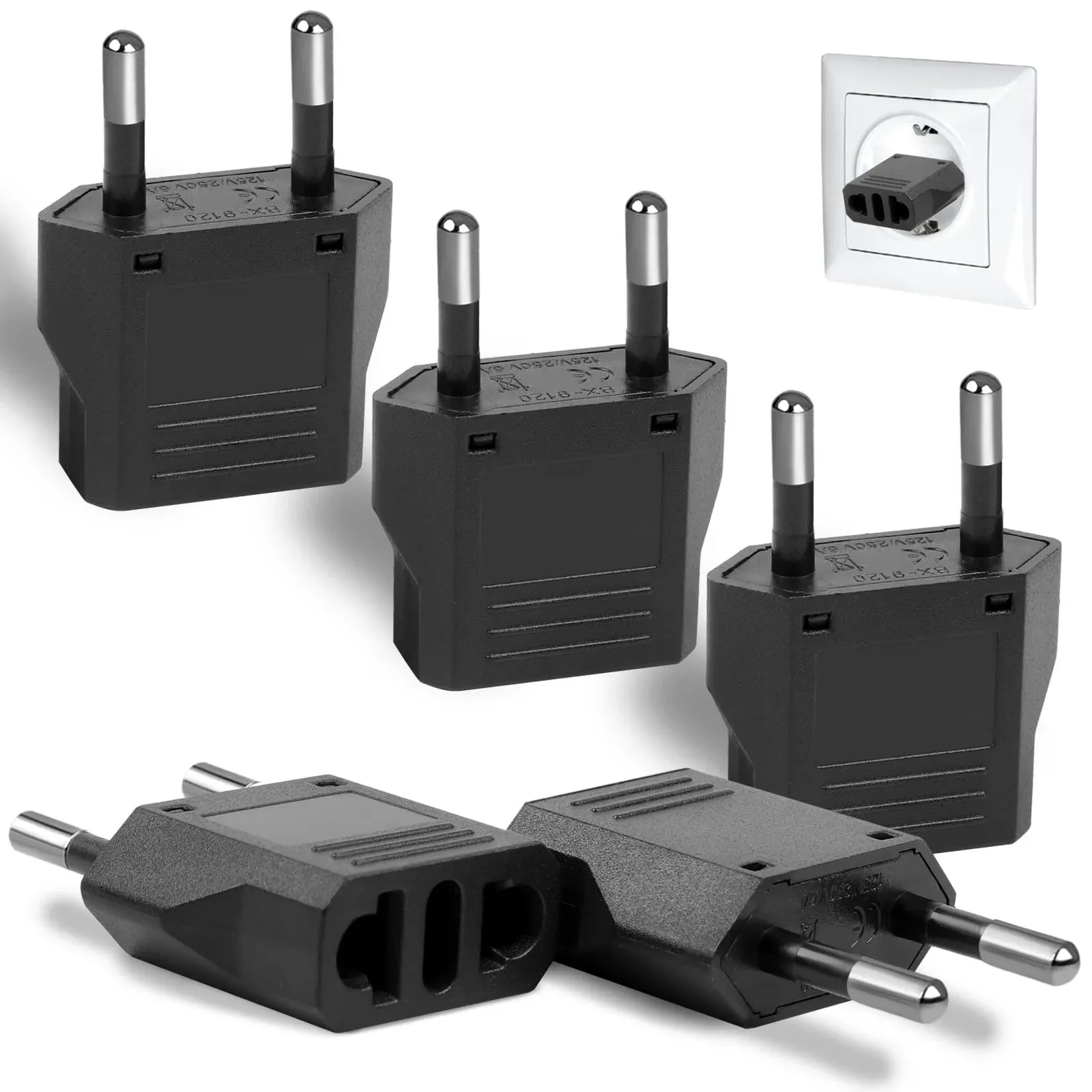 6 Pack European Plug Adapter