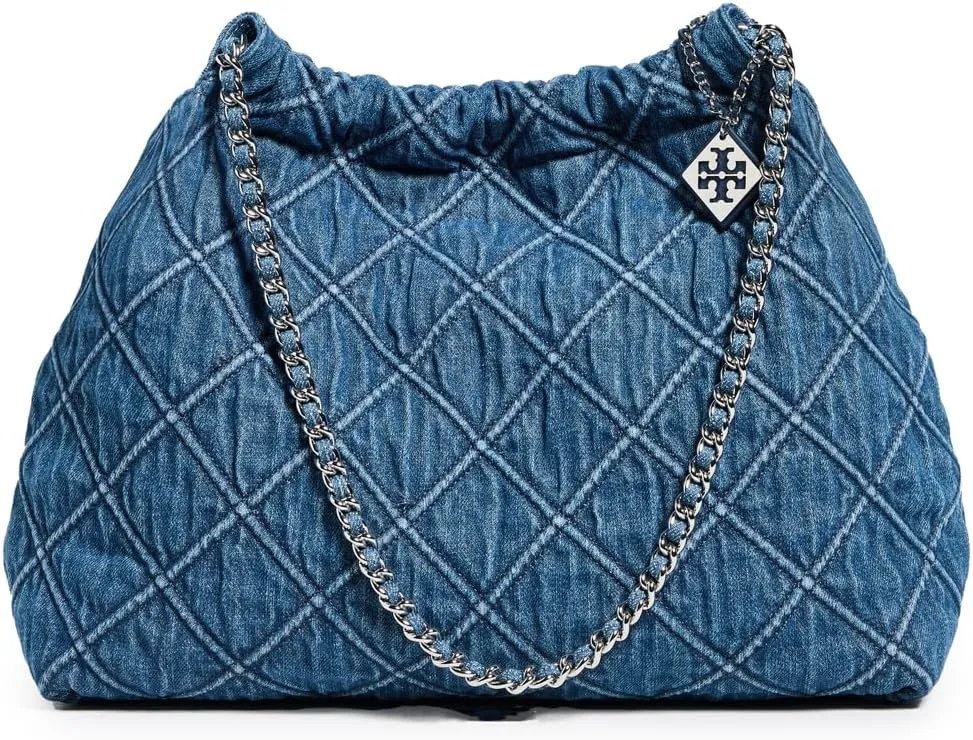 Tory Burch Fleming Soft Quilted Hobo Bag - Denim