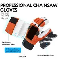 Vgo 1-Pair Chainsaw Work Gloves Saw Protection on Left Hand Back