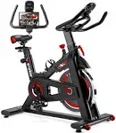 Exercise Bike, Wenoker Stationary Bike for Home, Indoor Bike with Silent Belt Drive, Heavy Flywheel, Comfortable Seat Cushion and Upgraded LCD