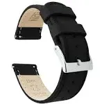 Barton Watch Bands Choices, Choices! Leather Watch Band + Black Stitching // Black (22mm)