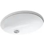 Kohler Caxton White Oval Undermount Bathroom Sink with Overflow