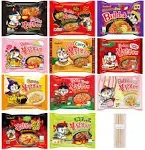 Samyang Spicy Hot Chicken Ramen 11 Flavor Variety Pack - Free Chopsticks - Korean Buldak Ramen Noodles (11 Pack)