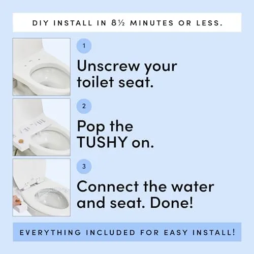 TUSHY Classic Platinum Bidet Wash Nozzle Toilet Seat Attachment NEW Sealed Box