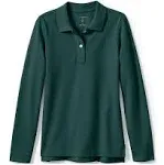 Lands' End School Uniform Girls Long Sleeve Feminine Fit Mesh Polo Shirt Evergreen