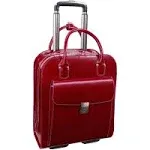 McKlein 97696 Uptown 15" Leather Vertical Wheeled Laptop Briefcase, Red