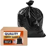 55 Gallon Trash Bags, 50 Count W/Ties Large Black Garbage Bags.