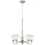 Hampton Bay HON8115A 5-Light Brushed Nickel Chandelier with Frosted Glass Shades