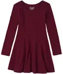 The Children's Place Girls' and Toddler Solid Long Sleeve Skater Dress