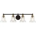 Jyl3547a Manhattan Vintage 35.5&#034; 4light Industrial Rustic Led Vanity Cottage Gla