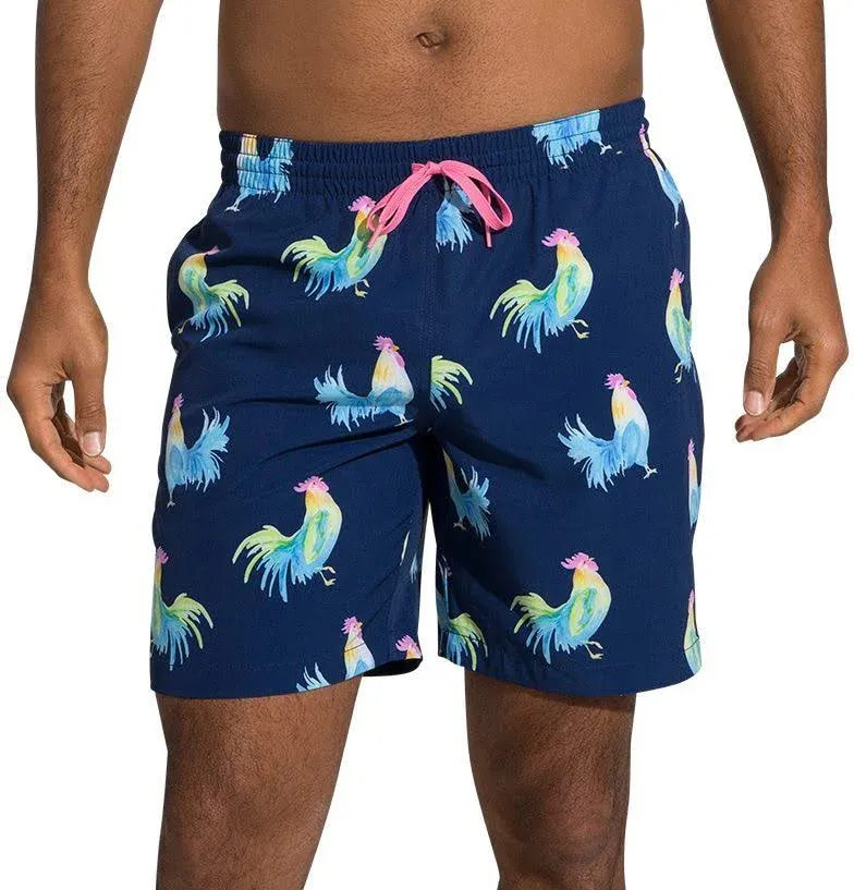 Chubbies - The Fowl Plays 7&#034; Classic Swim Trunk - Dark Blue Rooster - Size M