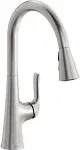 Elkay Harmony Single Hole Kitchen Faucet with Pull-down Spray and Forward Only Lever Handle, Lustrous Steel - LKHA1041LS