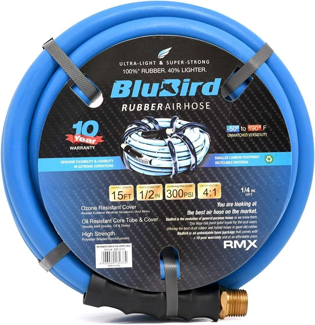 BluBird 1/2 in. x 15 ft. Rubber Air Hose