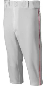 Mizuno Youth Premier Piped Short Baseball Pant, Gray Black Piping, Large