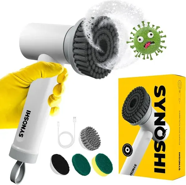 SYNOSHI | Electric Spin Scrubber Power Cleaning Brush with 3 Replaceable Head...