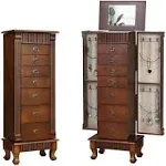 COSTWAY Jewelry Cabinet Armoire Box Storage Chest Stand Organizer Necklace Wood