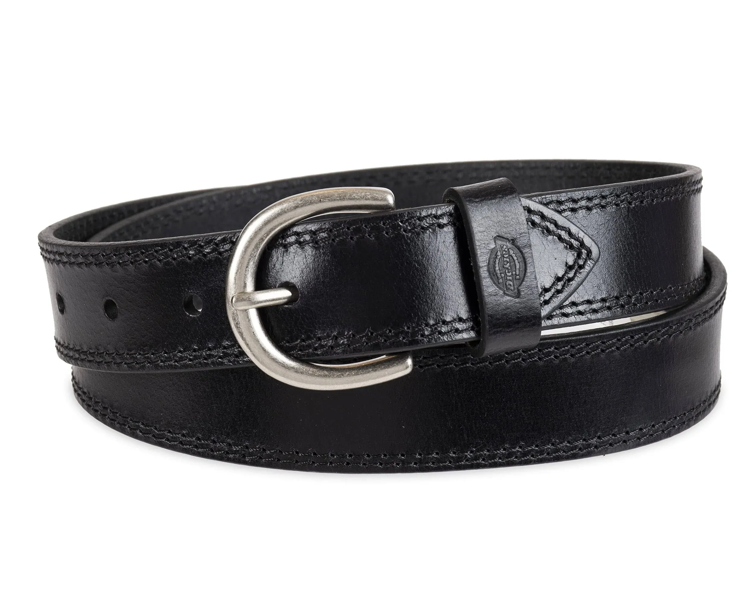 Dickies Women's Casual Leather Jean Workwear Belt with Round Harness Buckle