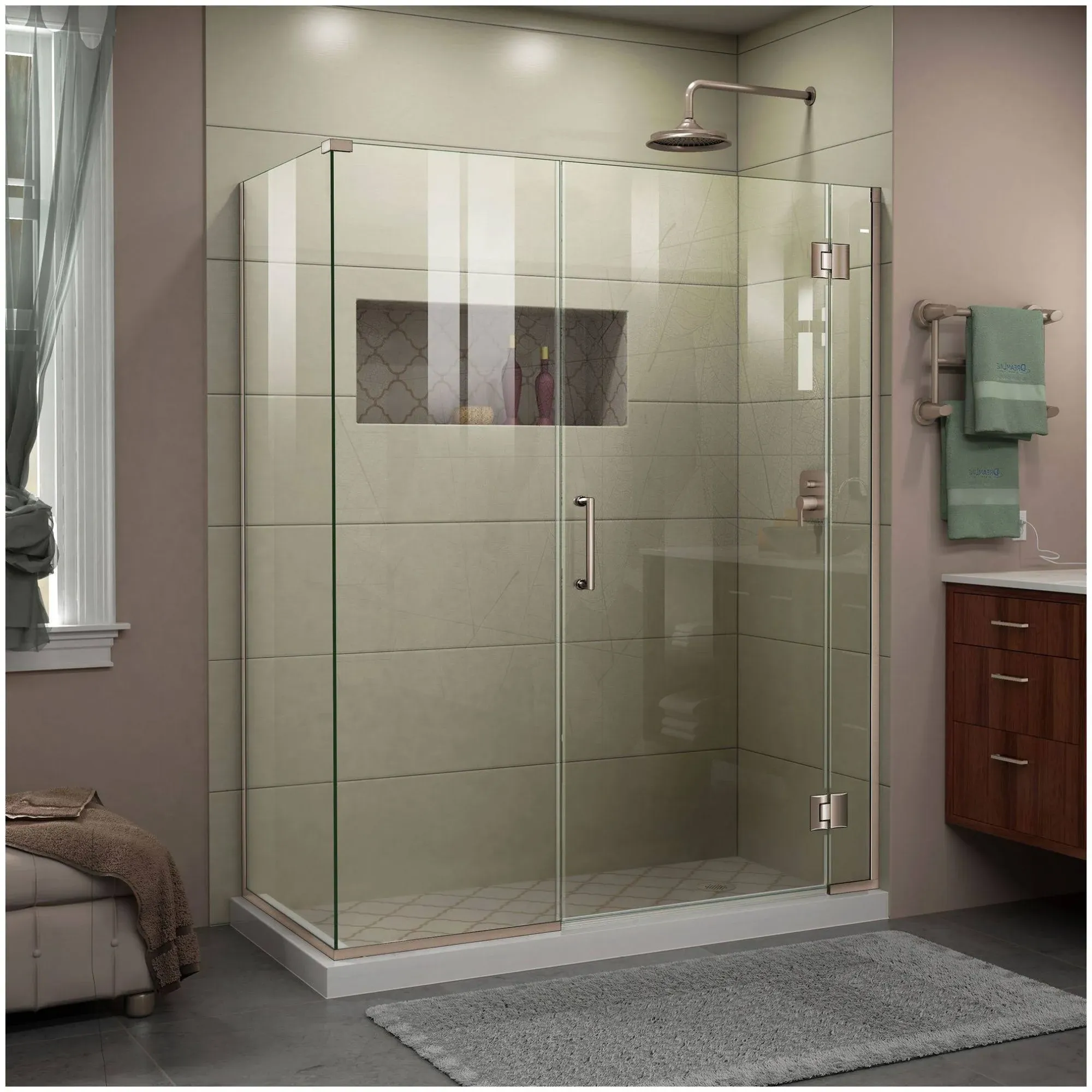 DreamLine E12922530-04 Unidoor-X 57 1/2" W x 30 3/8" D x 72" H Hinged Shower ...