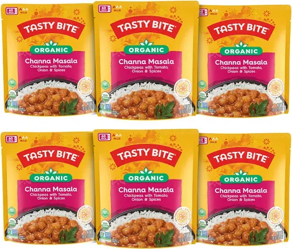 Tasty Bite Organic Channa Masala Chickpeas Tomato Onion Spices 10 Oz Pack of 6