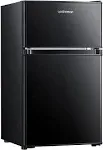 Upstreman 3.2 Cu.ft Mini Fridge with Freezer, Double Door Mini Refrigerator Cooler Dorms Ice, Size: 19.7 x 17.9 x 34.1, Black