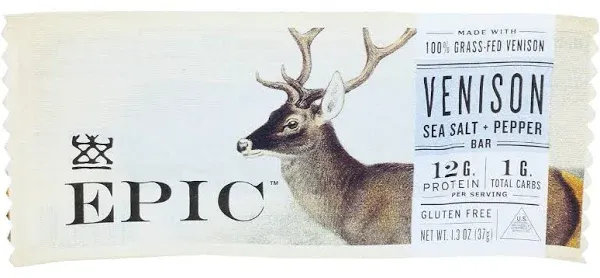 Epic Provisions Venison Sea Salt & Pepper Bars 12 count