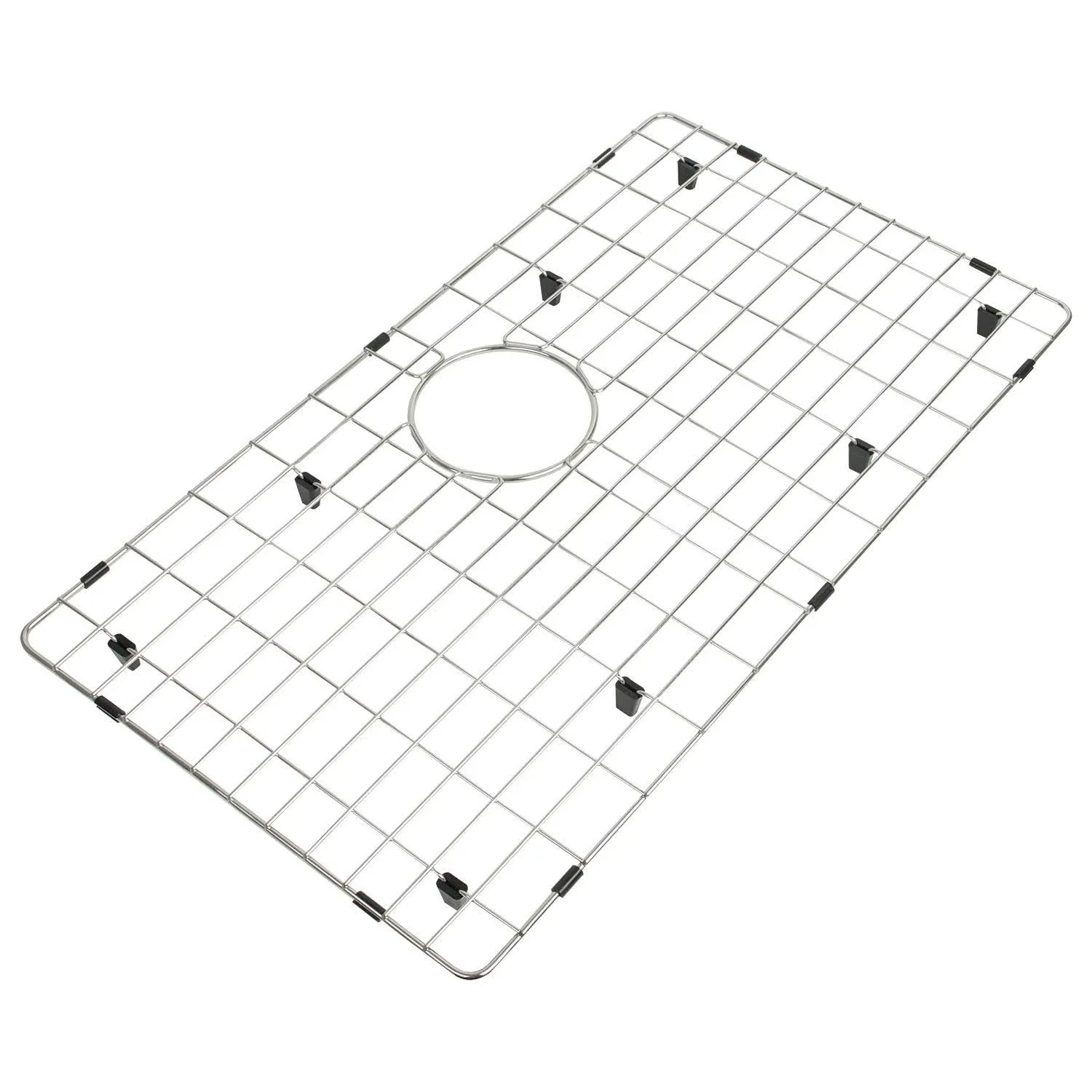 LQS Kitchen Sink Bottom Grid and Sink Protector Grid Stainless Steel, Protective Sink Grid 26 11/16" x 14 3/4" with Rear Drain Hole for Single Handmade Sink Bowl