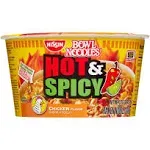 Nissin Hot &amp; Spicy Ramen Noodle Soup Chicken 3.32 Ounce Pack of 6