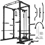 RitFit All-in-One Squat Rack for Home Gym, PPC02C Multi-Function 1000 LBS Capacity Power Cage with LAT Pulldown, Pulley System, Dip Bar, Landmine & More Power Rack Attachments, Package