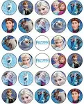 30 x Edible Cupcake Toppers Frozen Themed Anna and Elsa Party Collection