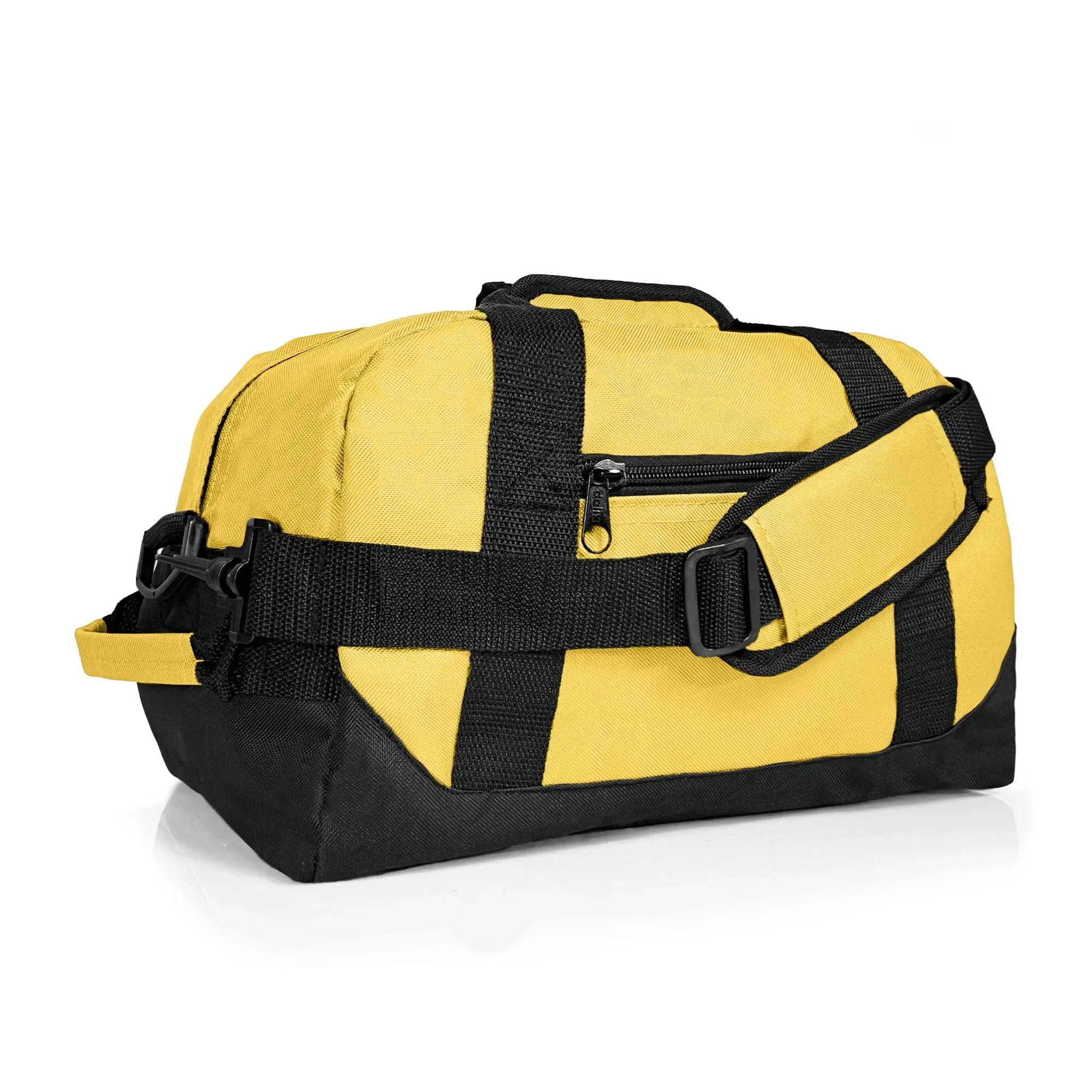 Dalix 14 inch Small Duffel Bag Gym Duffle Two Tone in Gold with Shoulder Strap