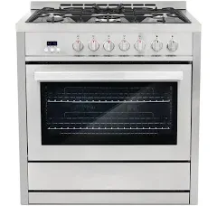 Cosmo 36 in. Stainless Steel Dual Fuel Range with Convection Oven