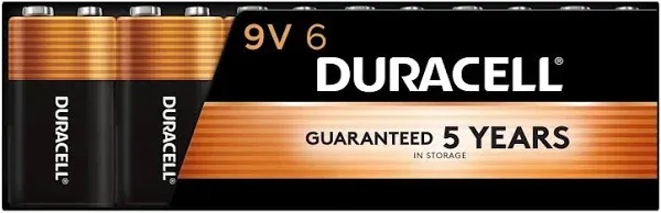 Duracell Coppertop 9V, 6LR61 Alkaline Battery - DURMN1604