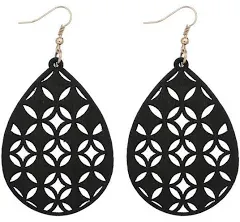 Stylesilove Women's Lightweight Bohemian Wooden Dangle Earrings