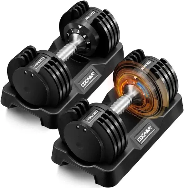 CDCASA Adjustable Dumbbells Weights, 25LB/55LBS Multiweight Options Dumbbell with Anti-Slip Metal Handle for Home Workout Fitness Gym,Easy Change Weight(Single)